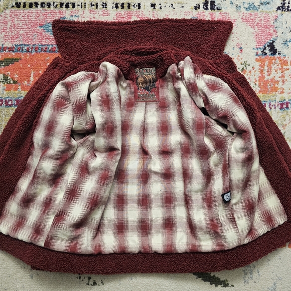 DIXXON Women's Petaluma Sherpa Jacket Oversized Small Button Down Red - Picture 10 of 14